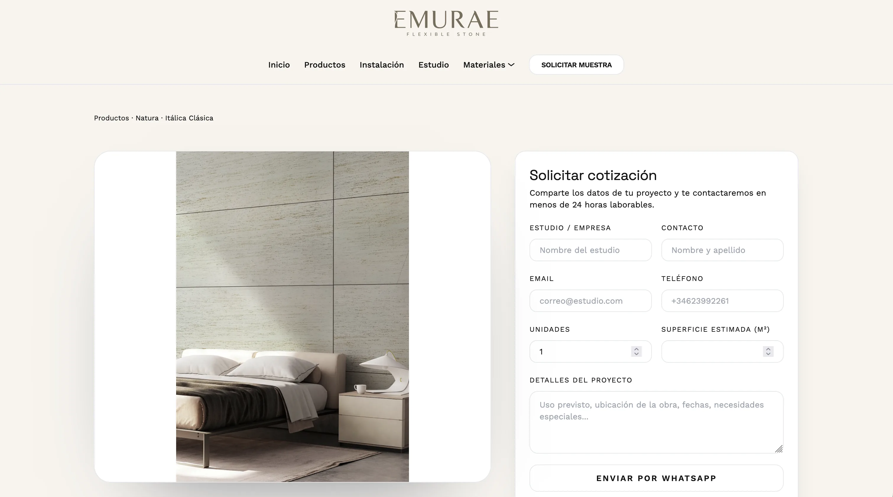 Sección editorial de materiales en Emurae