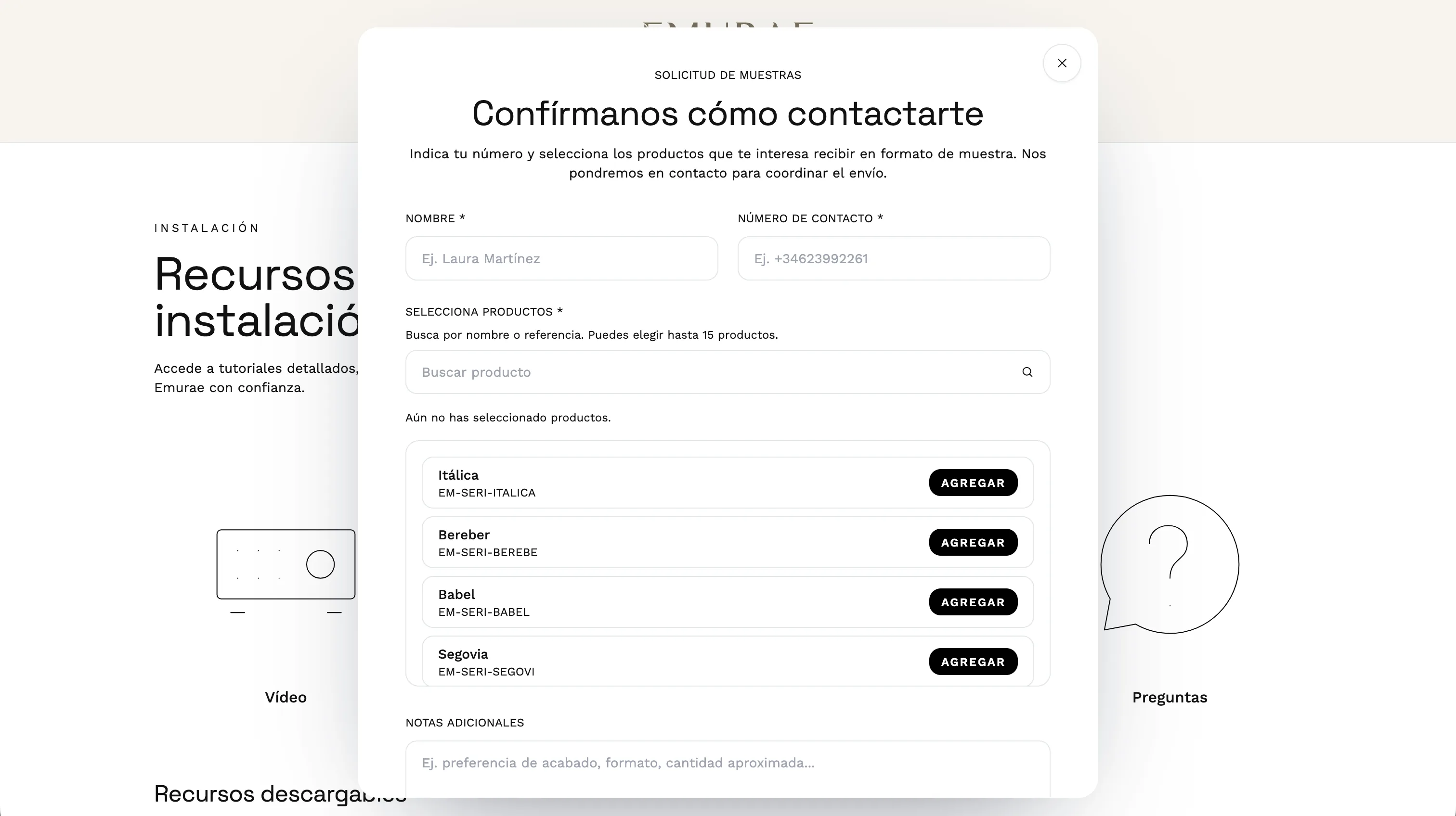 Captura adicional del sitio de Emurae