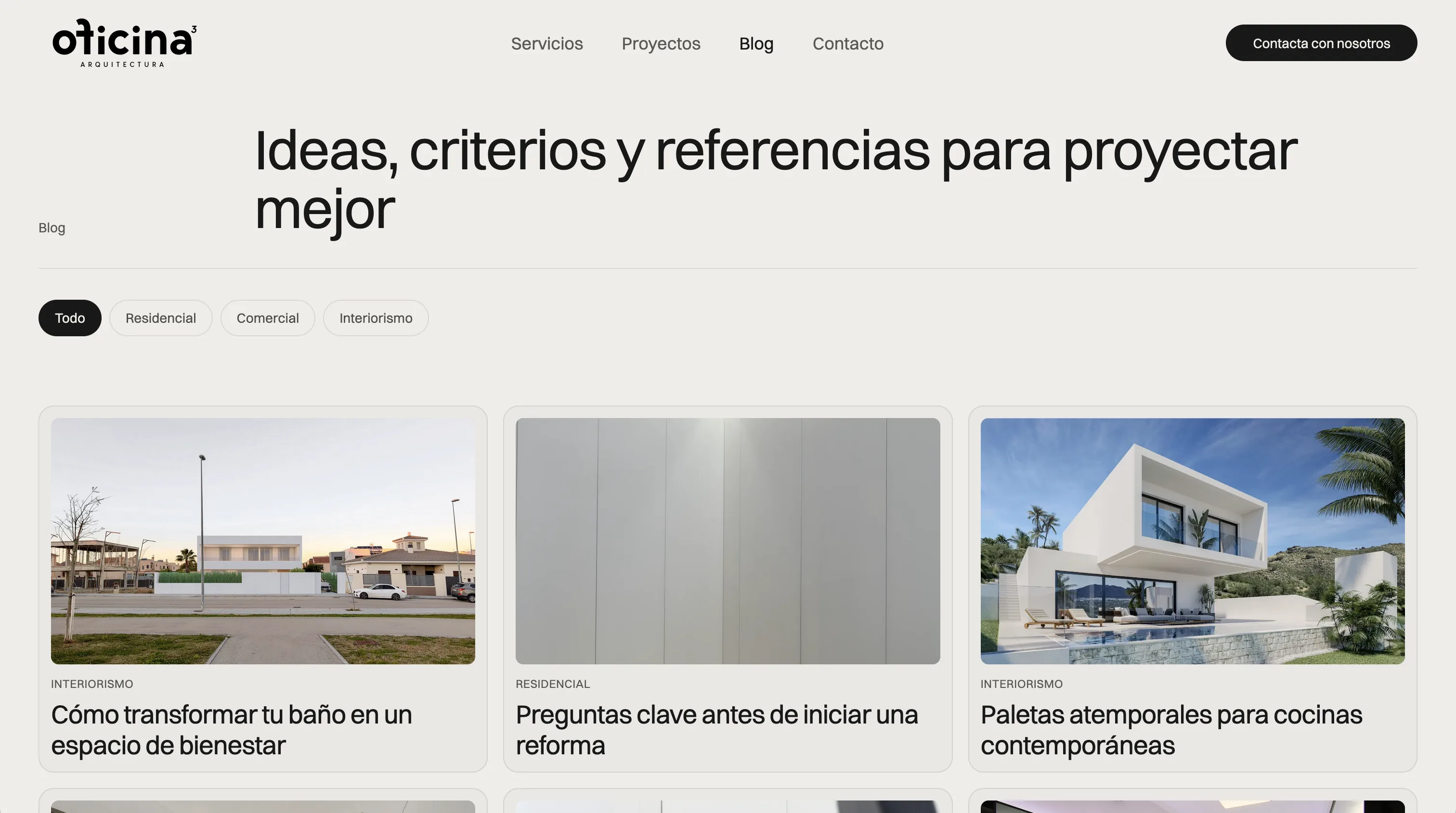 Sección editorial de Oficina 3 Arquitectura